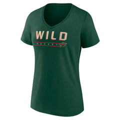 Minnesota Wild Women's Primary Play V-Neck T-Shirt - Green T-shirts