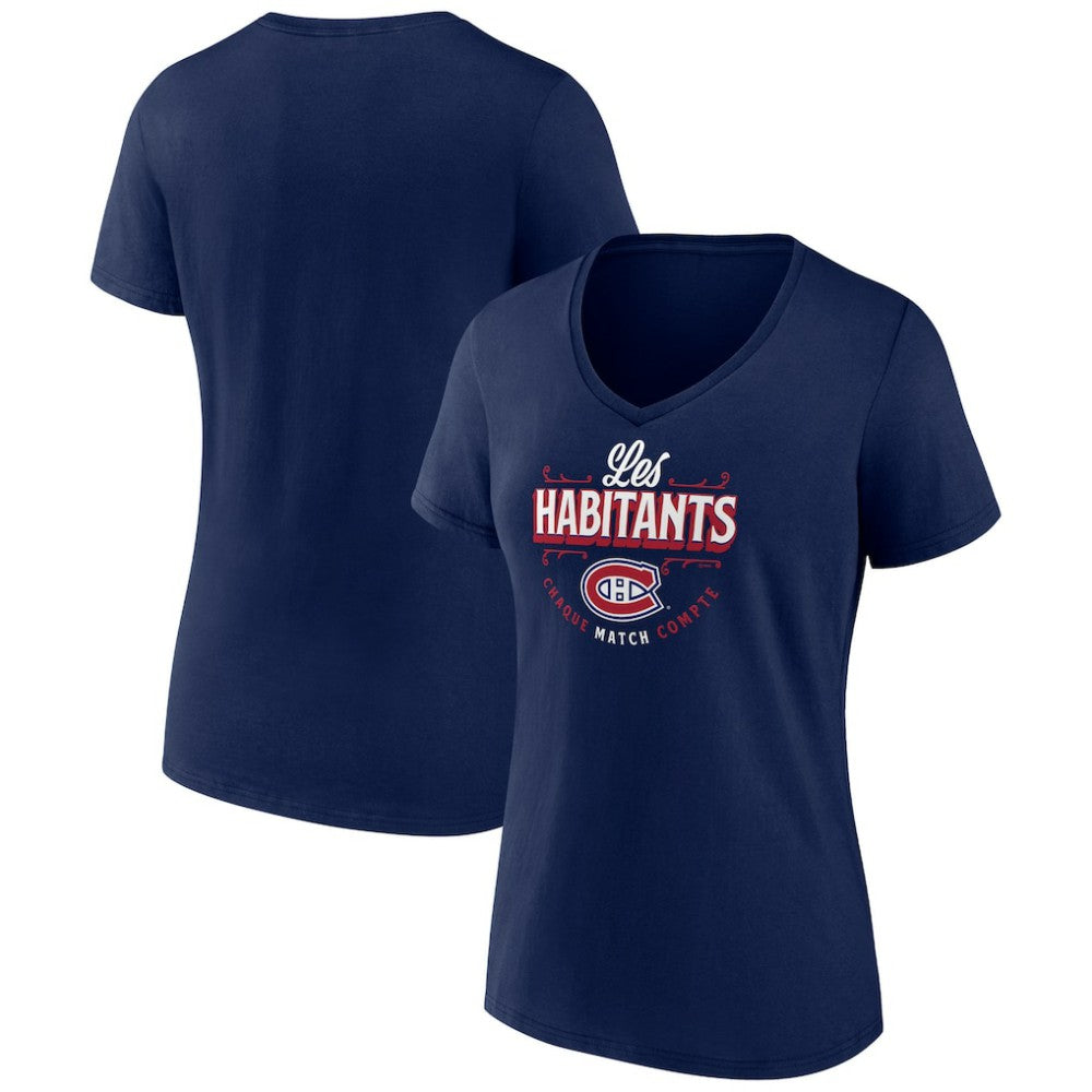 Montreal Canadiens Women's Active Edge V-Neck T-Shirt - Navy T-shirts