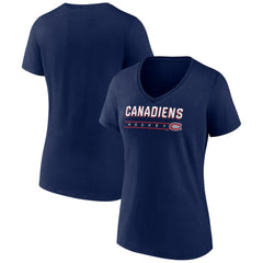 Montreal Canadiens Women's Primary Play V-Neck T-Shirt - Navy T-shirts