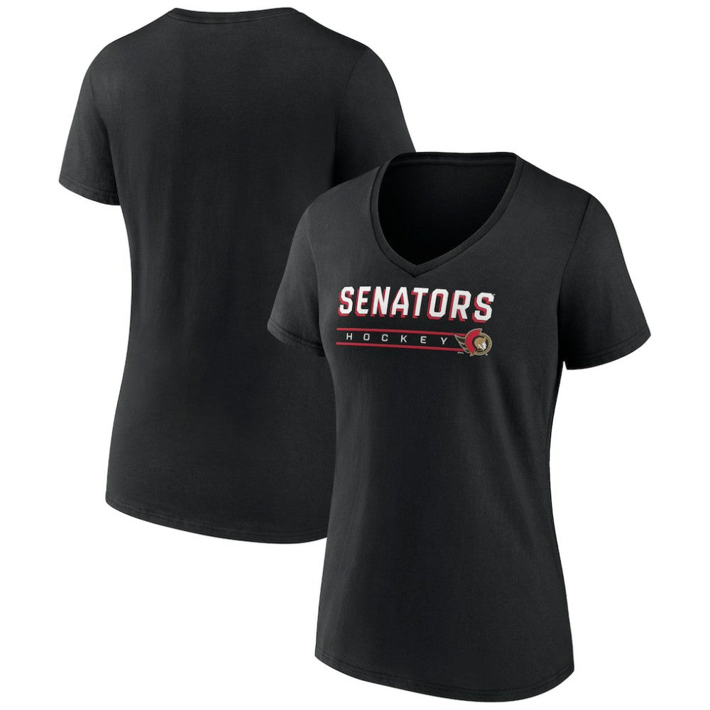Ottawa Senators Women's Primary Play V-Neck T-Shirt - Black T-shirts