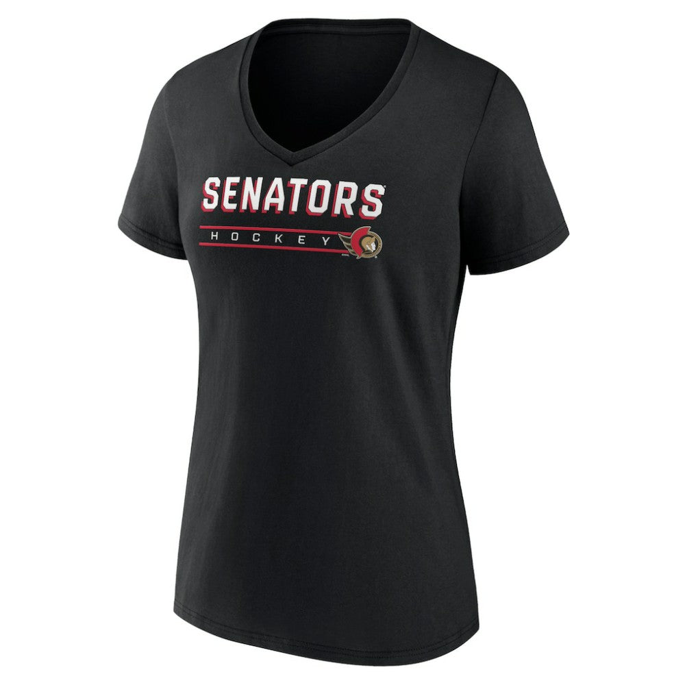 Ottawa Senators Women's Primary Play V-Neck T-Shirt - Black T-shirts