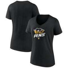Pittsburgh Penguins Women's Active Edge V-Neck T-Shirt - Black T-shirts