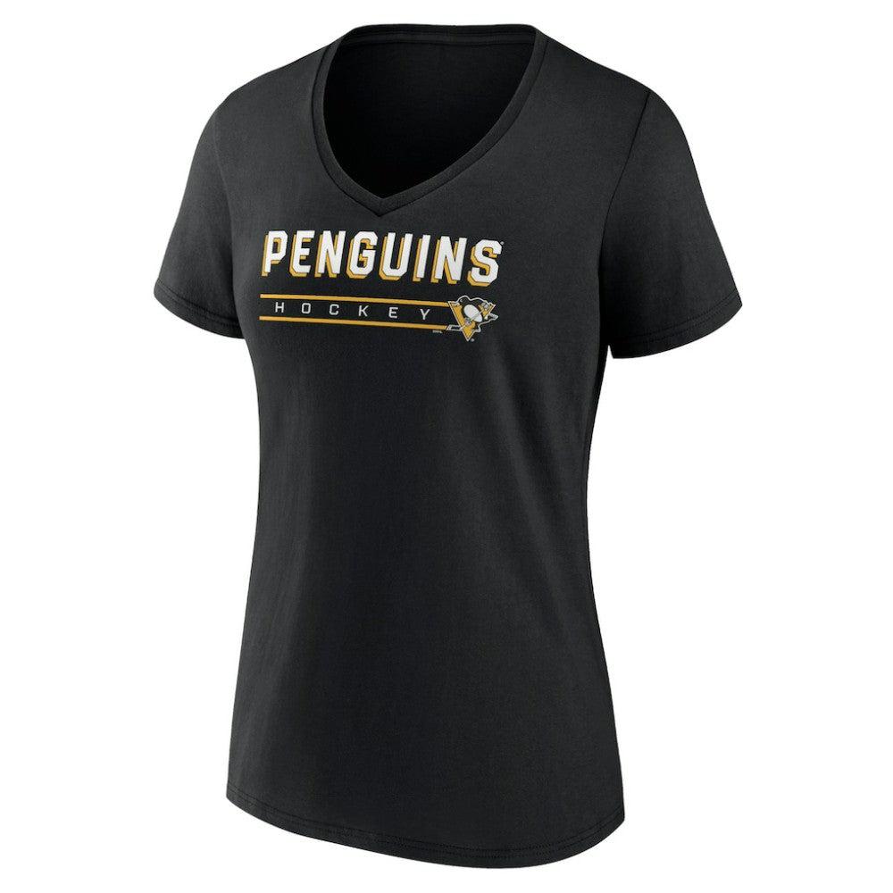 Pittsburgh Penguins Women's Primary Play V-Neck T-Shirt - Black T-shirts