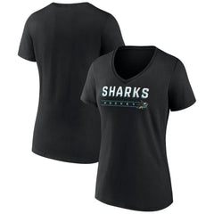 San Jose Sharks Women's Primary Play V-Neck T-Shirt - Black T-shirts
