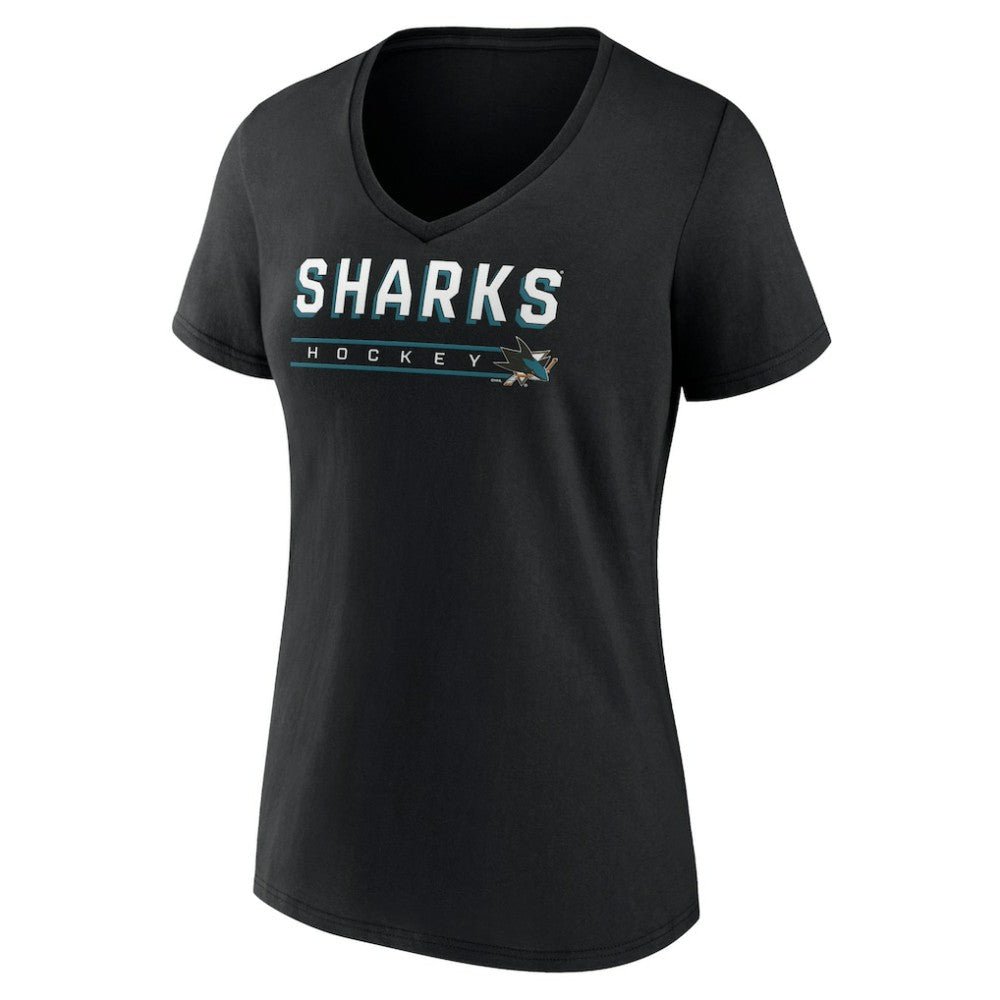 San Jose Sharks Women's Primary Play V-Neck T-Shirt - Black T-shirts