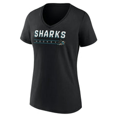 San Jose Sharks Women's Primary Play V-Neck T-Shirt - Black T-shirts