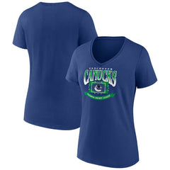 Vancouver Canucks Women's Slapshot V-Neck T-Shirt - Blue T-shirts