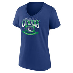 Vancouver Canucks Women's Slapshot V-Neck T-Shirt - Blue T-shirts