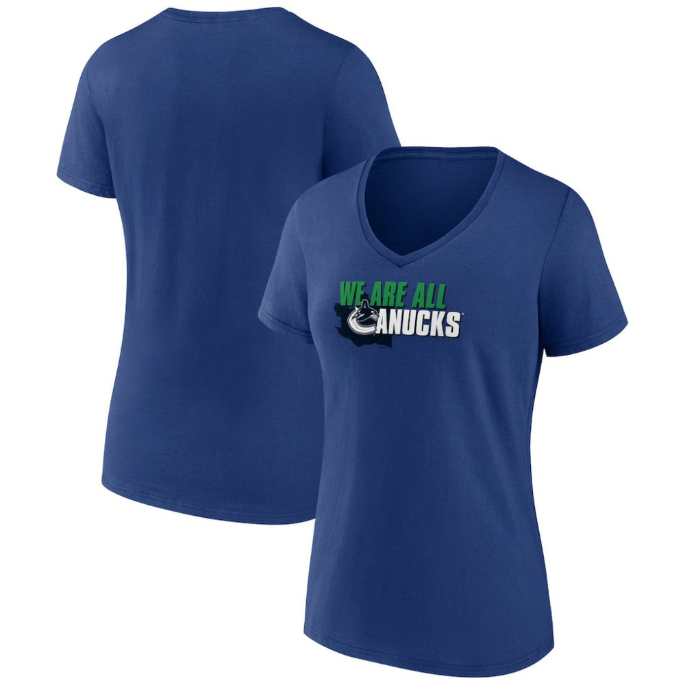 Vancouver Canucks Women's Active Edge V-Neck T-Shirt - Blue T-shirts