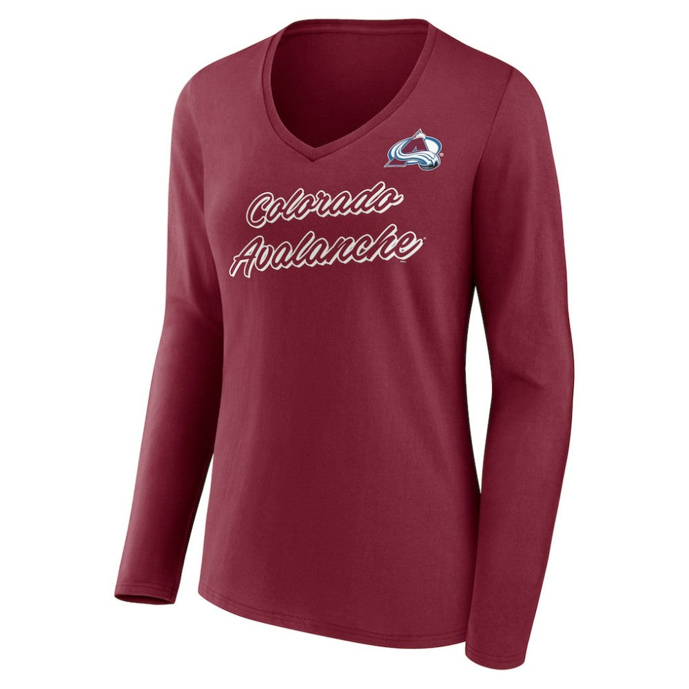 Colorado Avalanche Women's Forge Long Sleeve V-Neck T-Shirt - Burgundy T-shirts