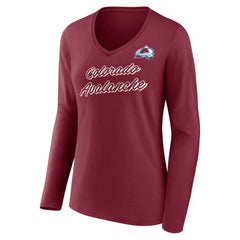 Colorado Avalanche Women's Forge Long Sleeve V-Neck T-Shirt - Burgundy T-shirts