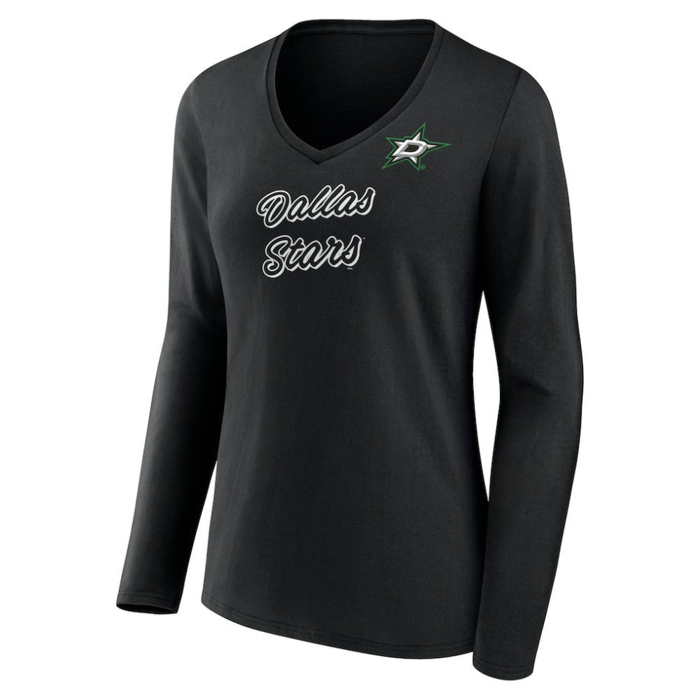 Dallas Stars Women's Forge Long Sleeve V-Neck T-Shirt - Black T-shirts