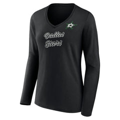 Dallas Stars Women's Forge Long Sleeve V-Neck T-Shirt - Black T-shirts