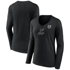 Los Angeles Kings Women's Forge Long Sleeve V-Neck T-Shirt - Black T-shirts