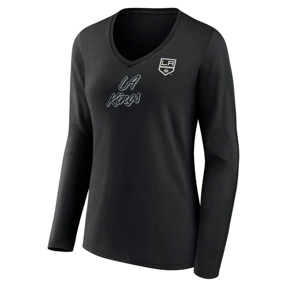 Los Angeles Kings Women's Forge Long Sleeve V-Neck T-Shirt - Black T-shirts