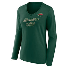 Minnesota Wild Women's Forge Long Sleeve V-Neck T-Shirt - Green T-shirts