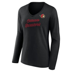 Ottawa Senators Women's Forge Long Sleeve V-Neck T-Shirt - Black T-shirts