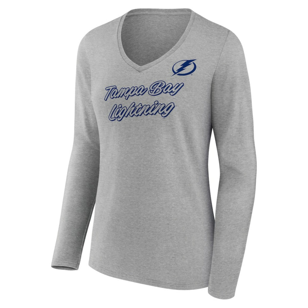Tampa Bay Lightning Women's Forge Long Sleeve V-Neck T-Shirt - Heathered Gray T-shirts
