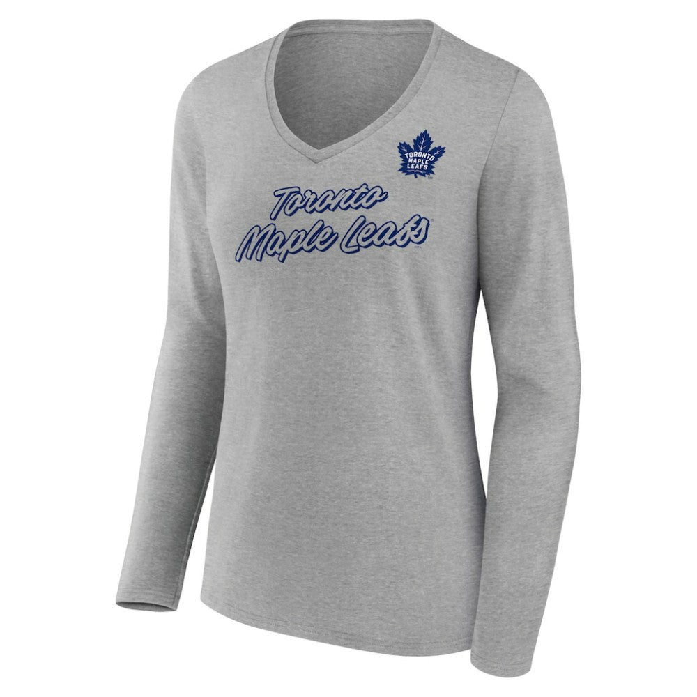Toronto Maple Leafs Women's Forge Long Sleeve V-Neck T-Shirt - Heathered Gray T-shirts