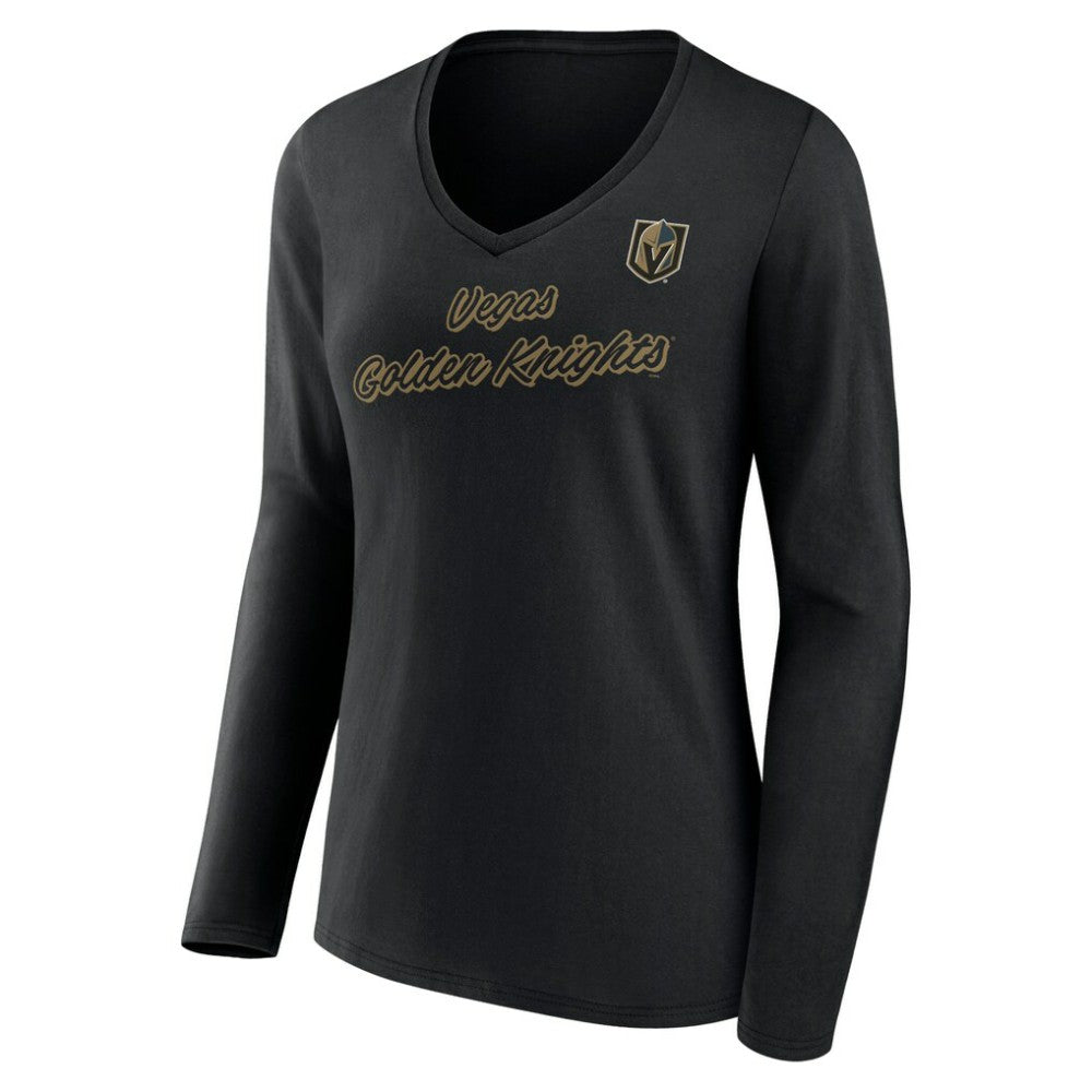 Vegas Golden Knights Women's Forge Long Sleeve V-Neck T-Shirt - Black T-shirts