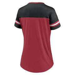 Arizona Cardinals Women's Blitz & Glam Lace-Up V-Neck Jersey T-Shirt - Cardinal/Black for sale
