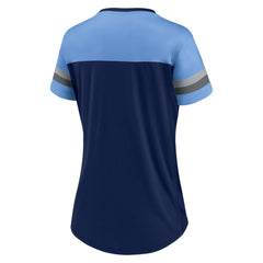 Tennessee Titans Women's Blitz & Glam Lace-Up V-Neck Jersey T-Shirt - Navy/Light Blue sale