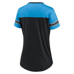 Carolina Panthers Women's Blitz & Glam Lace-Up V-Neck Jersey T-Shirt - Black/Blue cheap