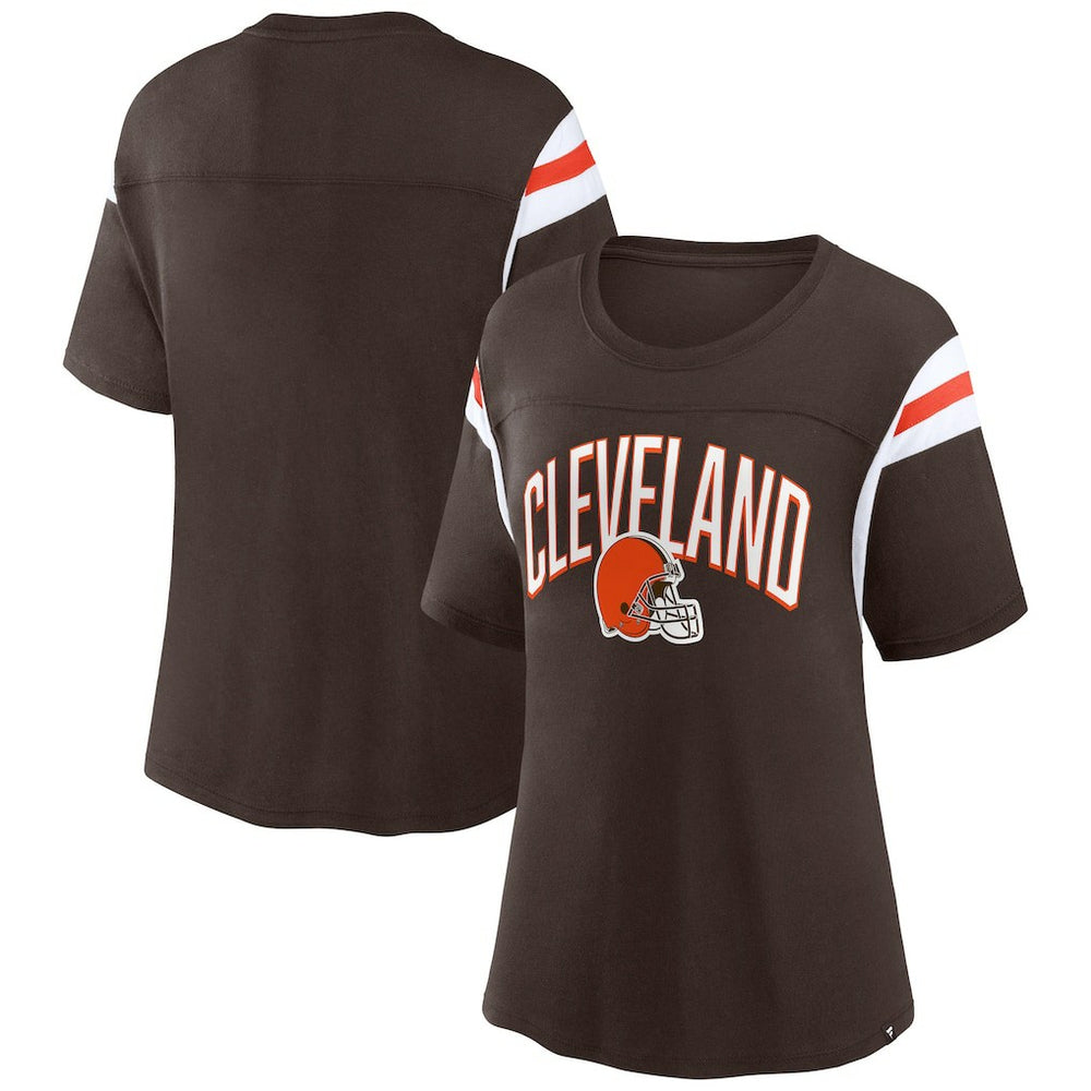 Cleveland Browns Women's Earned Stripes T-Shirt - Brown on sale