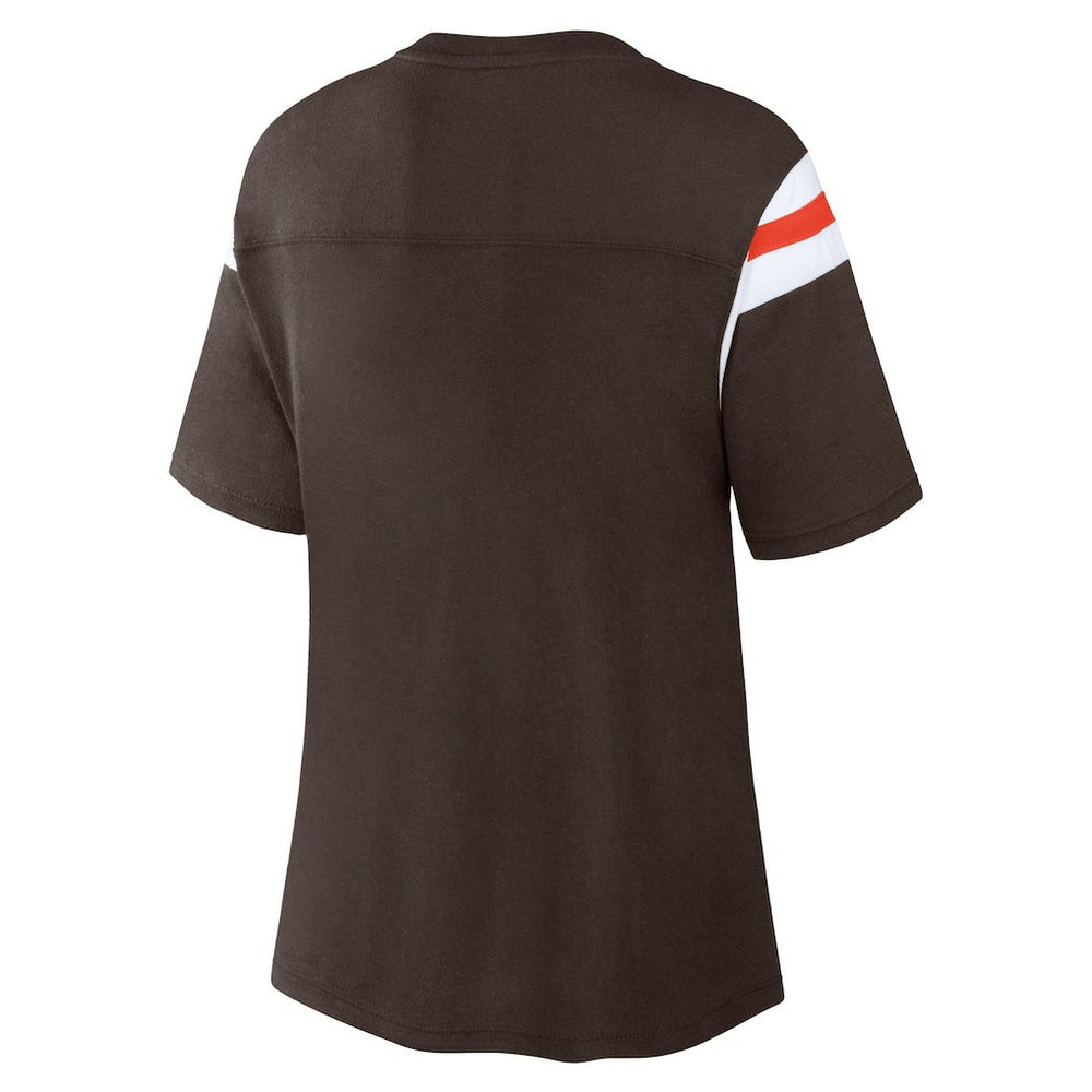 Cleveland Browns Women's Earned Stripes T-Shirt - Brown on sale