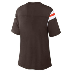 Cleveland Browns Women's Earned Stripes T-Shirt - Brown on sale