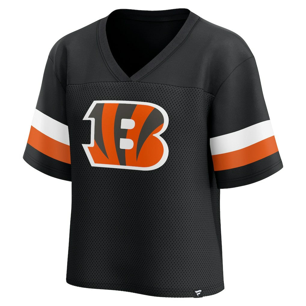 Cincinnati Bengals Women's Established Jersey Cropped V-Neck T-Shirt - Black online
