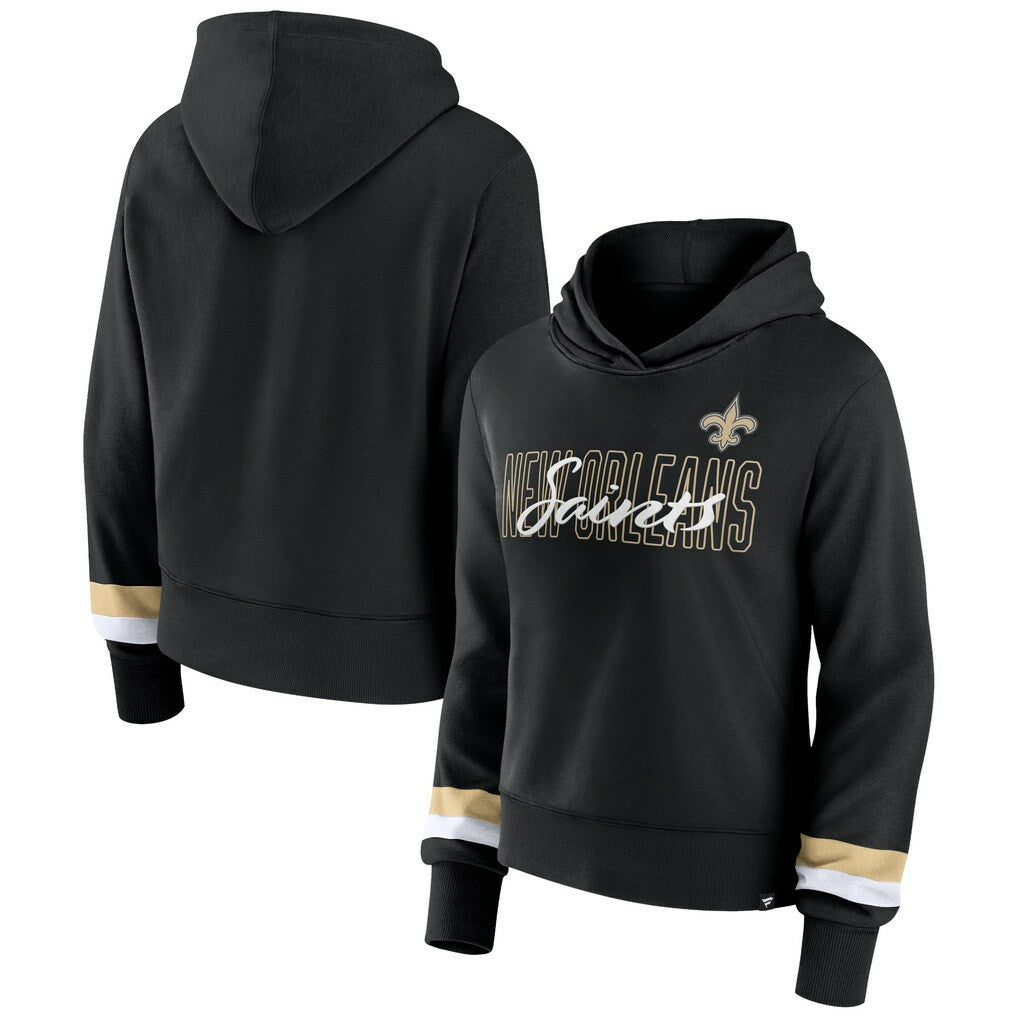 New Orleans Saints Women's Over Under Pullover Hoodie - Black for sale