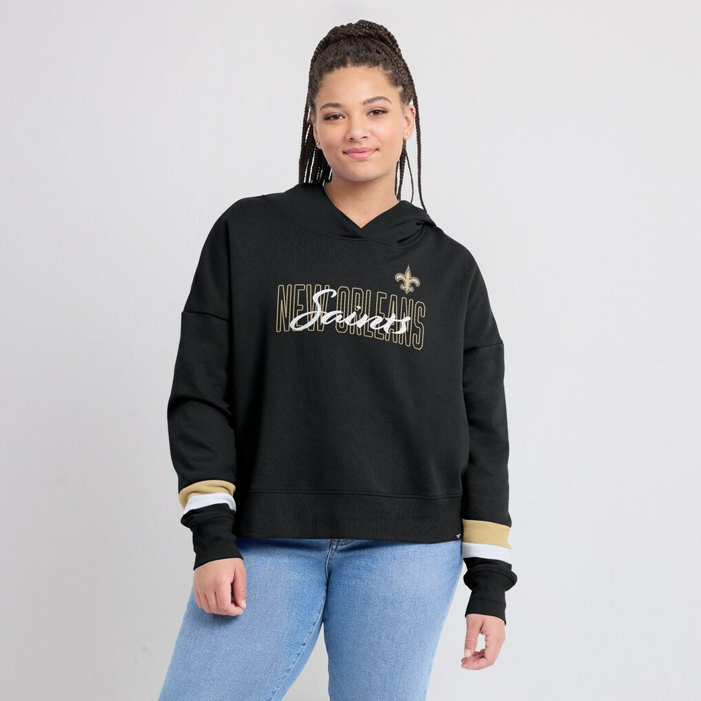 New Orleans Saints Women's Over Under Pullover Hoodie - Black for sale