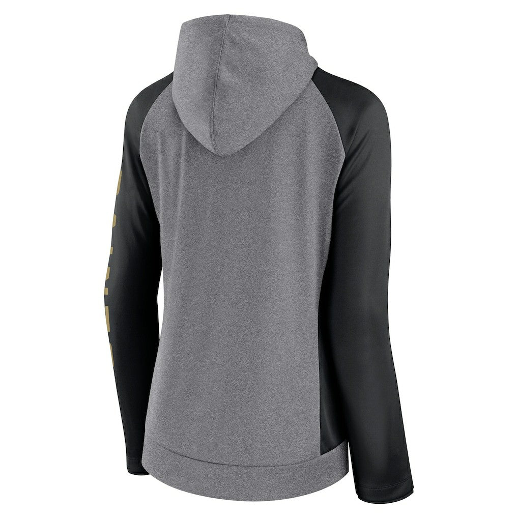 New Orleans Saints Women's Blind Side Lightweight Full-Zip Hoodie - Heather Gray/College Black for sale