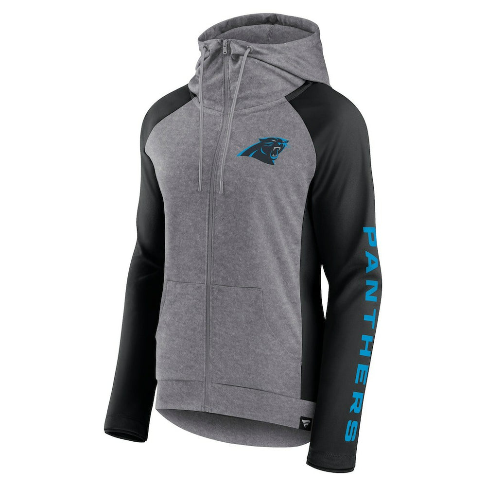 Carolina Panthers Women's Blind Side Lightweight Full-Zip Hoodie - Heather Gray/College Black outlet
