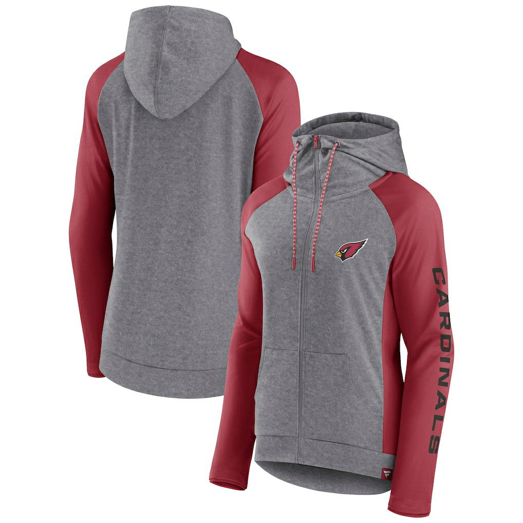 Arizona Cardinals Women's Blind Side Lightweight Full-Zip Hoodie - Heather Gray/College Cardinal cheap
