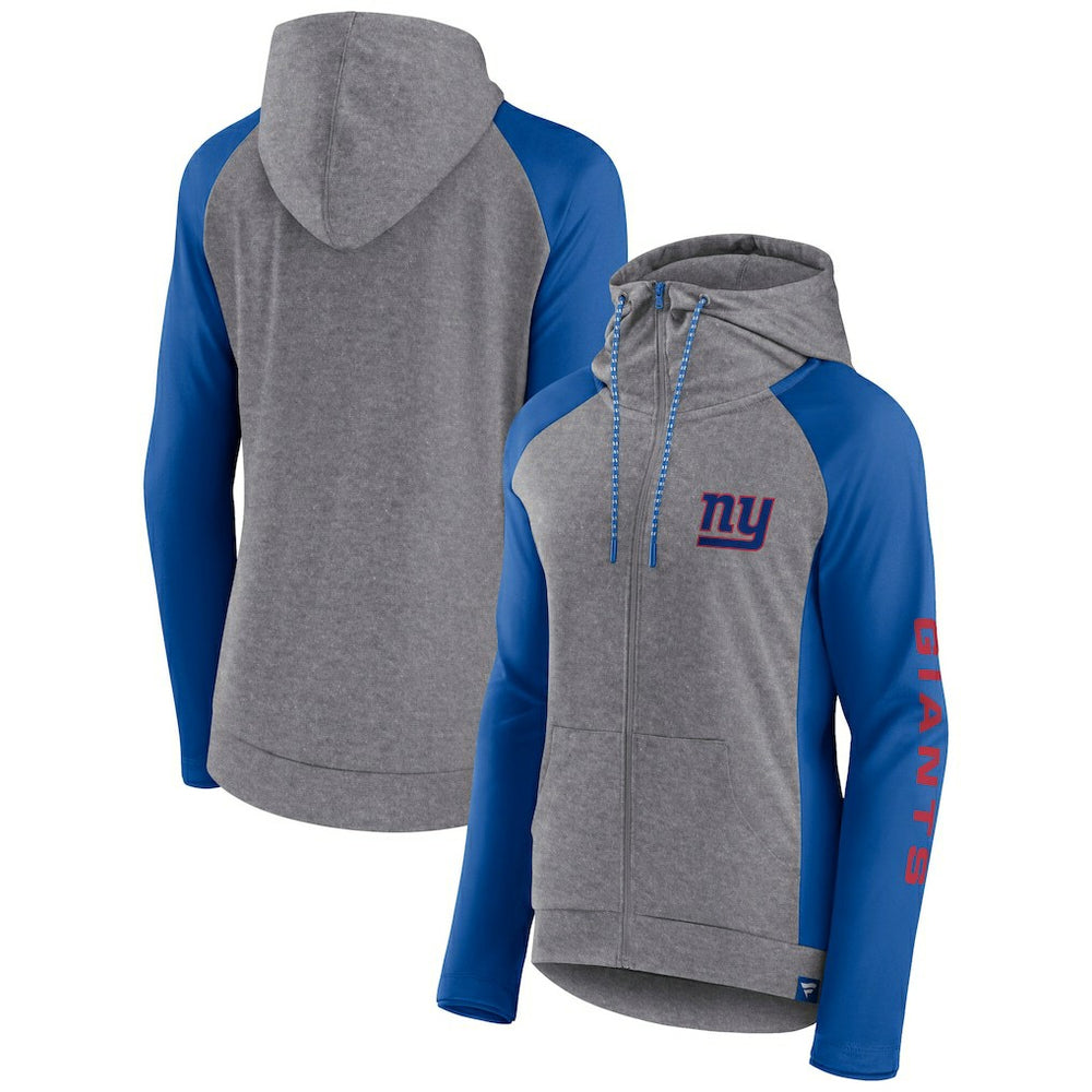 New York Giants Women's Blind Side Lightweight Full-Zip Hoodie - Heather Gray/College Royal sale