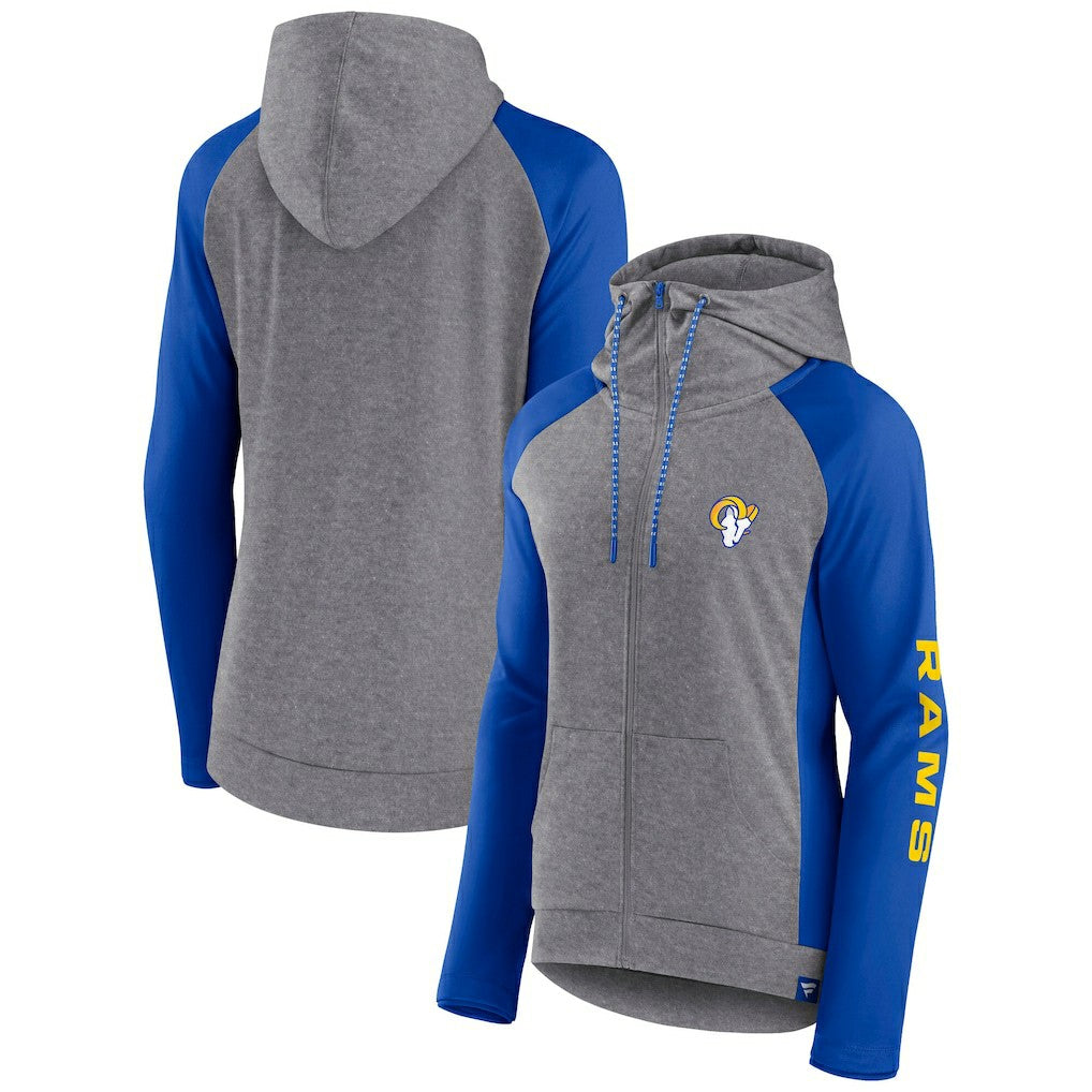 Los Angeles Rams Women's Blind Side Lightweight Full-Zip Hoodie - Heather Gray/College Royal online