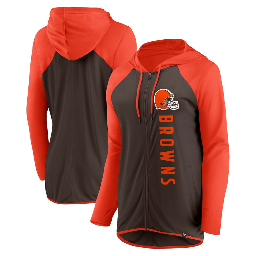 Cleveland Browns Women's Forever Fan Full-Zip Hoodie - Brown/Orange outlet