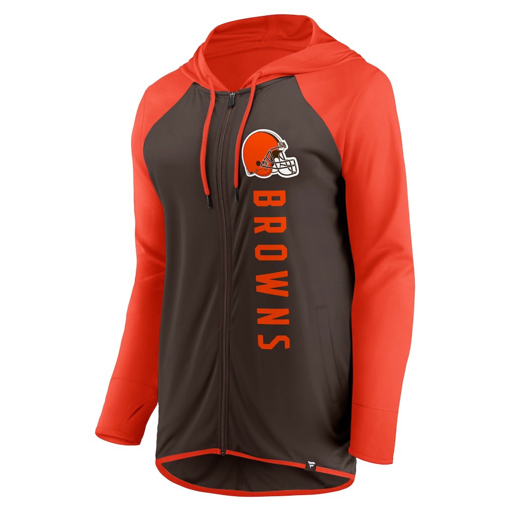 Cleveland Browns Women's Forever Fan Full-Zip Hoodie - Brown/Orange outlet