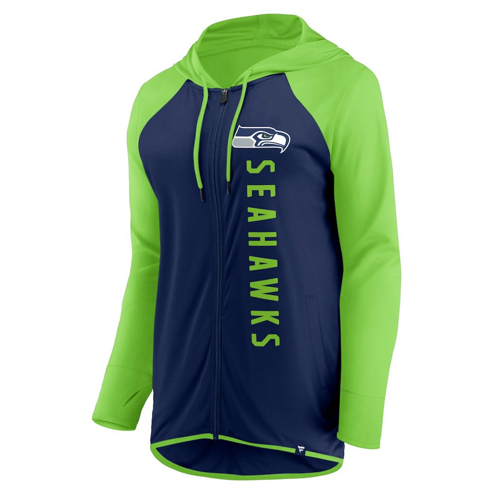 Seattle Seahawks Women's Forever Fan Full-Zip Hoodie - College Navy/Neon Green outlet
