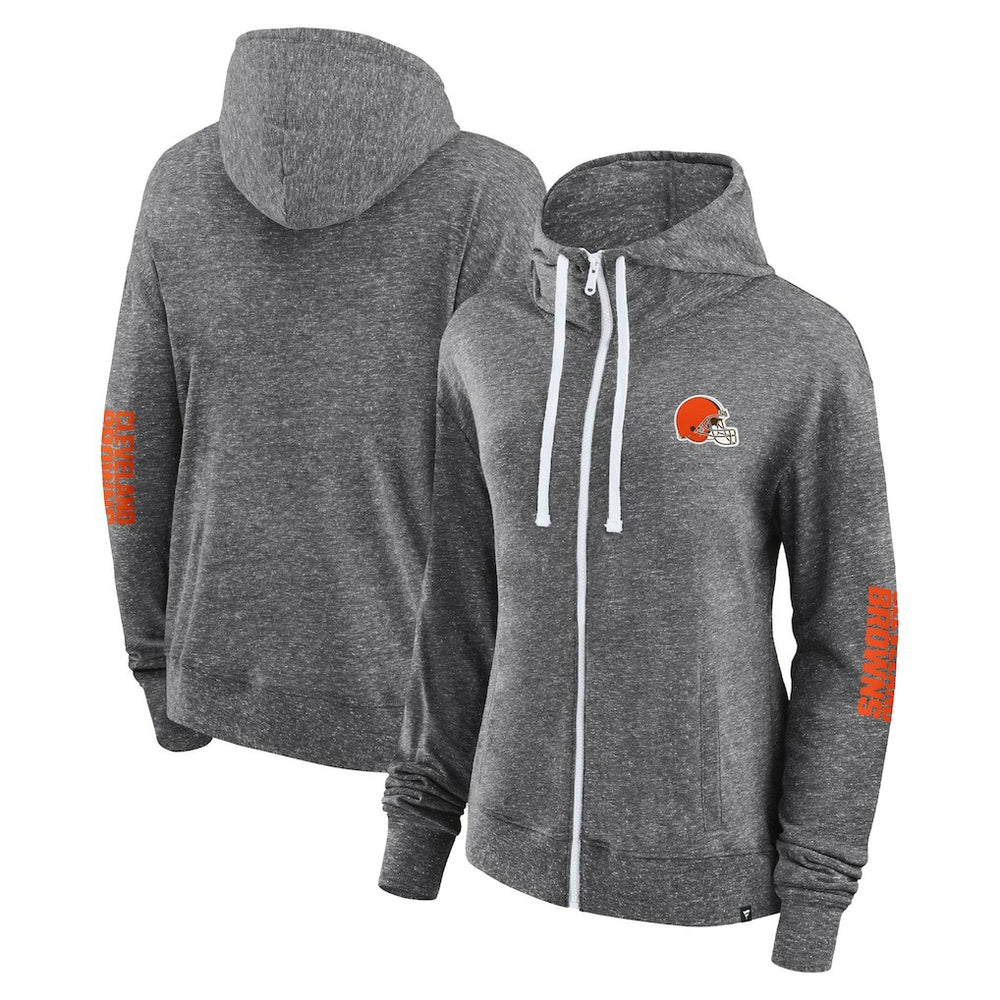 Cleveland Browns Women's Opening Coin Flip Lightweight Full-Zip Hoodie - Heather Charcoal on sale