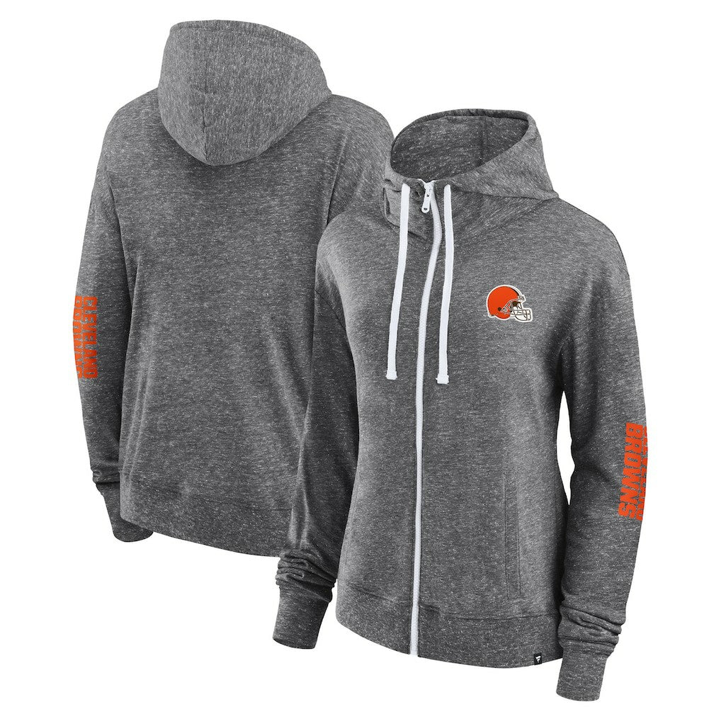 Cleveland Browns Women's Opening Coin Flip Lightweight Full-Zip Hoodie - Heather Charcoal on sale