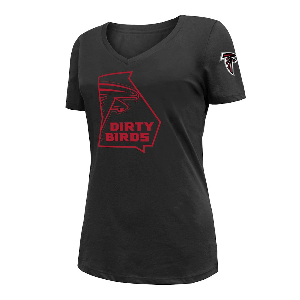 Atlanta Falcons New Era Women's Dirty Birds Kickoff V-Neck T-Shirt - Black sale