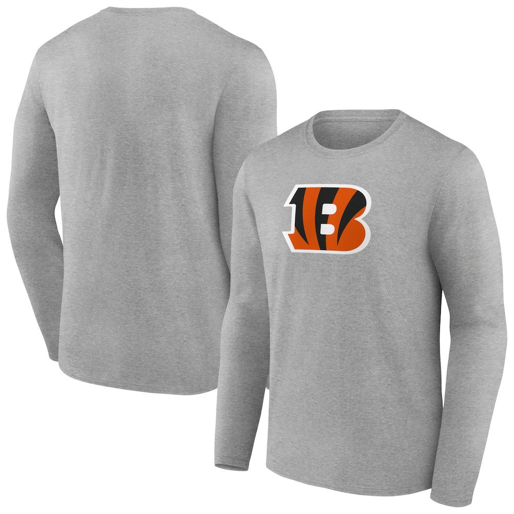 Cincinnati Bengals Primary Team Logo Long Sleeve T-Shirt - Heather Gray discount