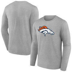 Denver Broncos Primary Team Logo Long Sleeve T-Shirt - Heather Gray on sale