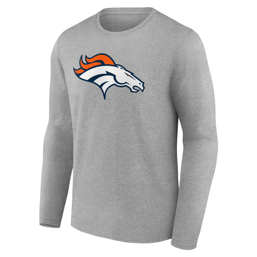 Denver Broncos Primary Team Logo Long Sleeve T-Shirt - Heather Gray on sale