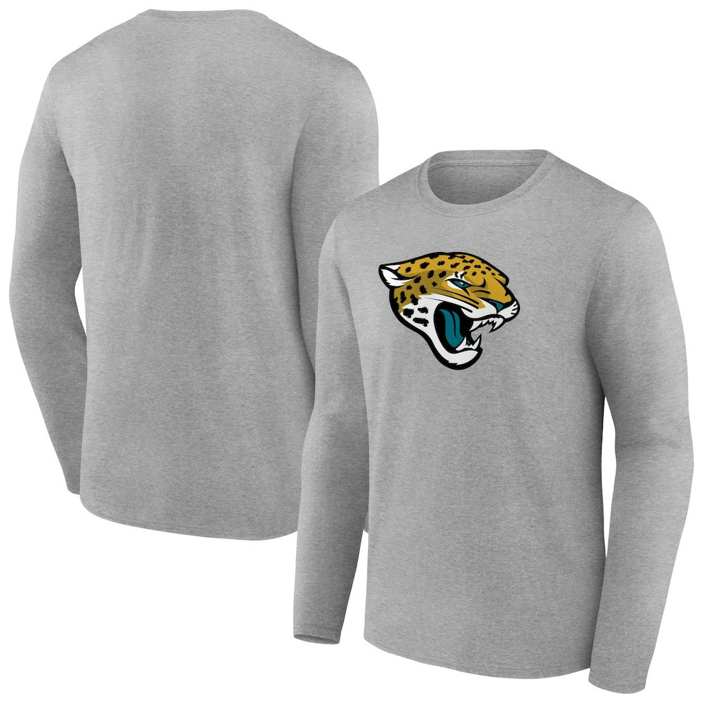 Jacksonville Jaguars Primary Team Logo Long Sleeve T-Shirt - Heather Gray for sale