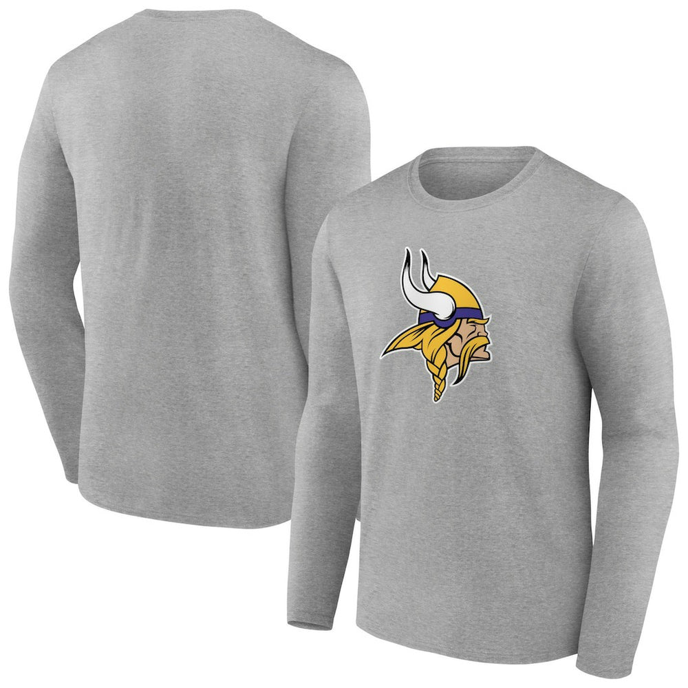 Minnesota Vikings Primary Team Logo Long Sleeve T-Shirt - Heather Gray online