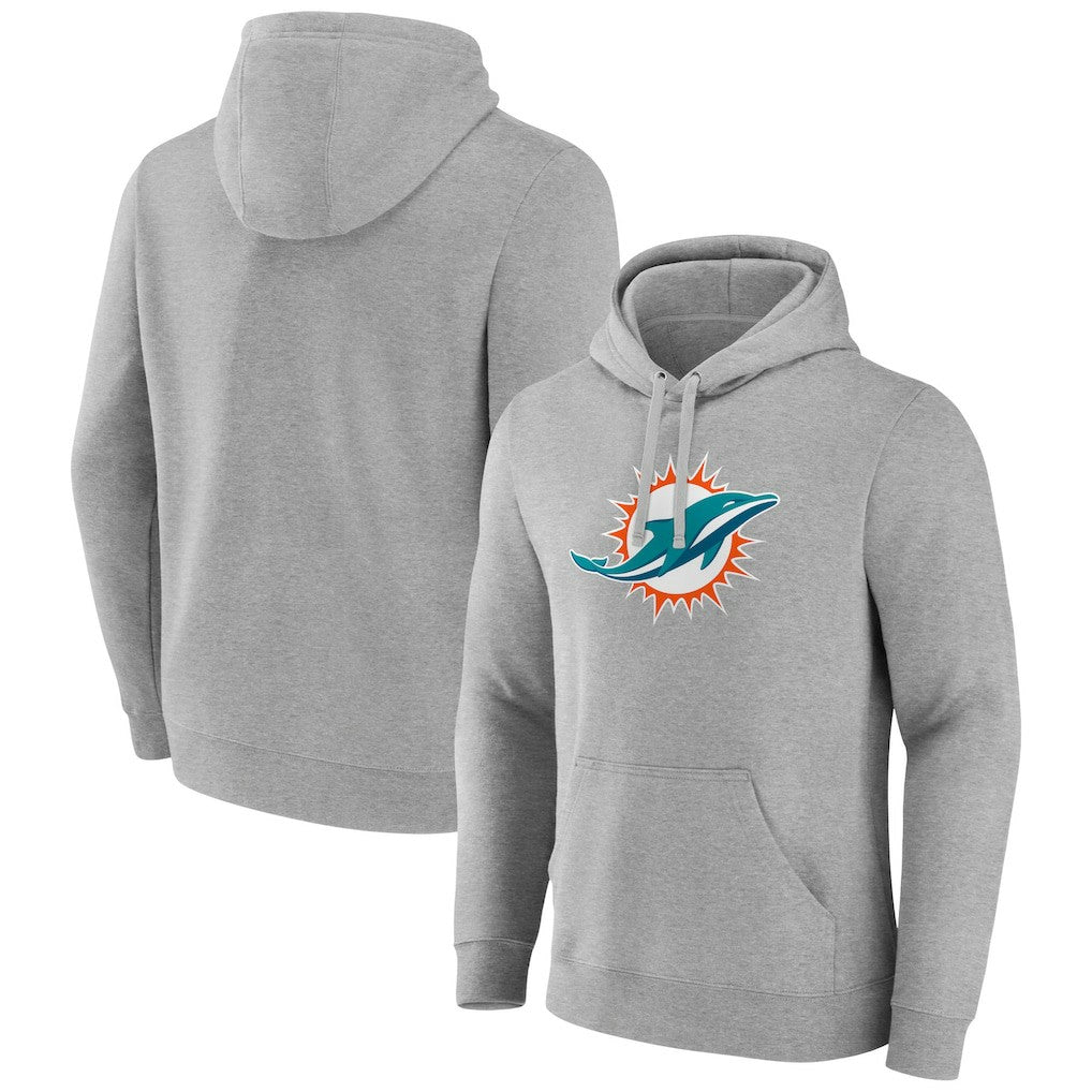 Miami Dolphins Primary Team Logo Fitted Pullover Hoodie - Heather Gray discount